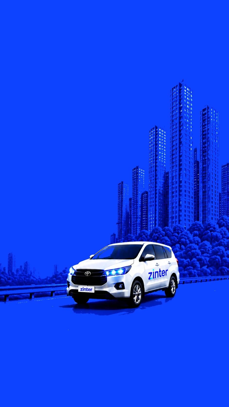 A ZINTER premium shared cab on a city highway